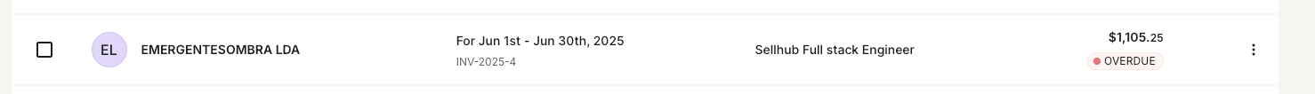 Overdue Invoice June 2025, containing the hours that I have worked